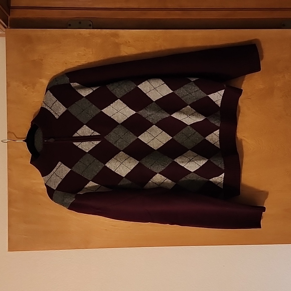 Mens Brooks Brothers Quarter Zip Argyle Sweater